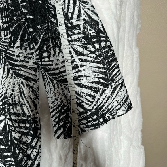 Mario Serrani Italy Beach Cover Up Black White Tropical Print Tunic Dress Large - Picture 10 of 10